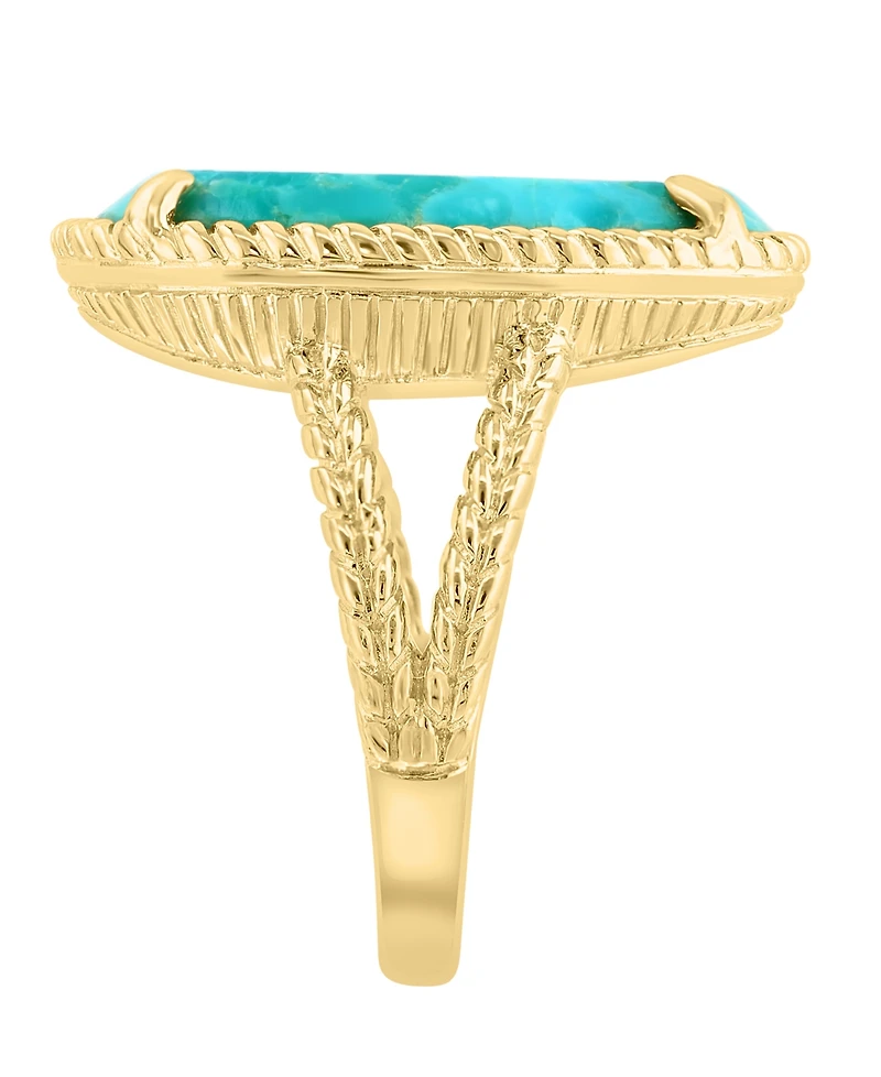 Effy Collection Turquoise Ring in Sterling Silver with 14k Yellow Gold Plating