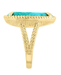 Effy Collection Turquoise Ring in Sterling Silver with 14k Yellow Gold Plating