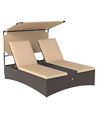 Slickblue 2-Person Patio Daybed with Adjustable Rattan Backrests