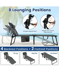 Gymax 2PCS Tanning Chair Portable Chaise Lounge Chair with 4-Position Adjustable Backrest