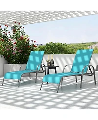 Gymax Set of 2 Patio Lounge Chair Chaise with Adjustable Reclining Armrest