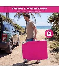 Gymax Set of 2 Tanning Chair with Face and Arm Holes Folding Chaise Lounge Beach Chair w/ Adjustable Backrest