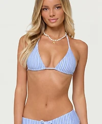 Edikted Women's Blonca Striped Triangle Bikini Top