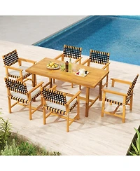 Sugift 7-Piece Outdoor Dining Set for 6 People Farmhouse Style Furniture