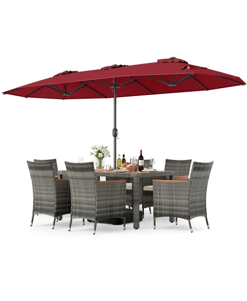 Sugift 8-Piece Patio Dining Set with Double-Sided Market Umbrella