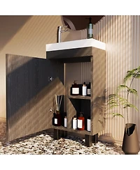 Sillysis Freestanding Bathroom Vanity with Ceramic Sink, Modern Space-Saving Storage Cabinet for Small Bathrooms