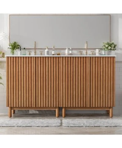 Sillysis Solid Wood Legs Soft Close Doors Adjustable Shelf Traditional Storage Cabinet