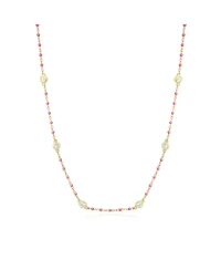 The Lovery Pink Enamel Bead Cz Chain Necklace 14K Gold-Plated Sterling Silver