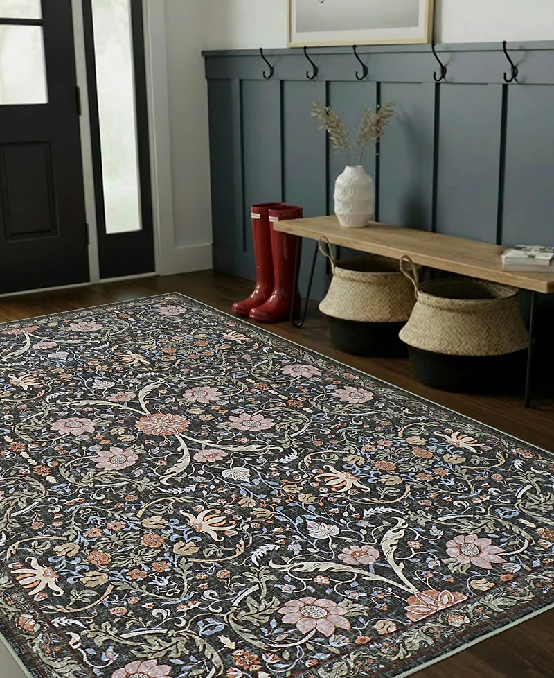 Hunter Abrabella Washable Non-Slip Printed Chenille Accent Rug