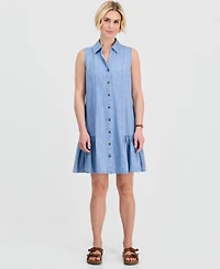 Style & Co Petite Cotton Chambray Sleeveless Shirtdress, Macy's Exclusive