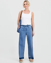 Style & Co Petite High-Rise Two-Tone Pull-On Wide-Leg Pants, Macy's Exclusive