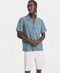 Sun + Stone Men's Cotton Eyelet Garment-Dyed Short-Sleeve Camp Shirt, Macy's Exclusive
