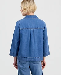 Style & Co Petite Cotton 3/4-Sleeve Denim Tunic, Macy's Exclusive