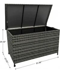 gaomon 185-Gallon Outdoor Deck Box with Wheels and Liner, Wicker