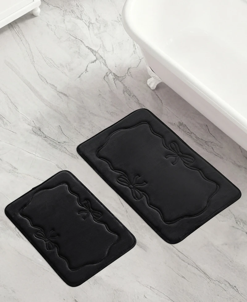 Juicy Couture Ribbon Border Quilted Memory Foam 2-Pc. Bath Mat