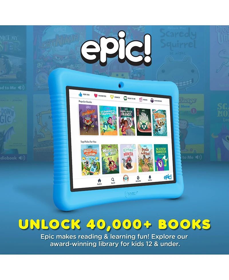 Contixo 10"Kids Tablet 32GB, Includes 80+ Disney Storybooks & Stickers, Kid-Proof Case with Kickstand Stylus, (2024 Model)