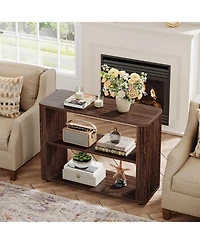 Tribesigns Narrow Side Table Set of 2, 3-Tier End for Living Room, Small Fluted Nightstand, Farmhouse Bedside