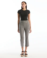 Rafaella Petite Gingham Print Porkchop Pocket Kick Flare Pants