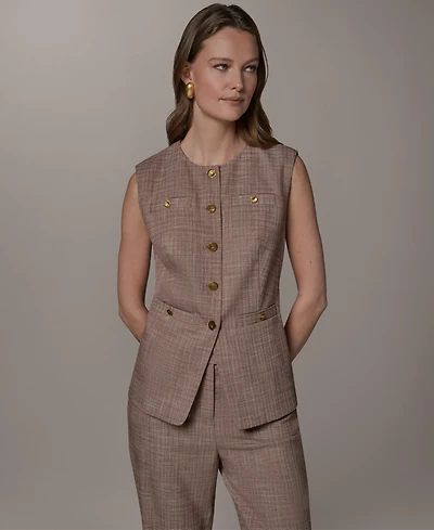 Donna Karan New York Women's Crewneck Button-Front Vest