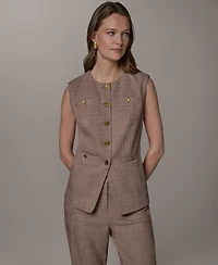 Donna Karan New York Women's Crewneck Button-Front Vest