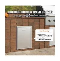 Sugift Pull Out Trash Drawer 17.7 x 22.8 in Raised Style Bin with Tray