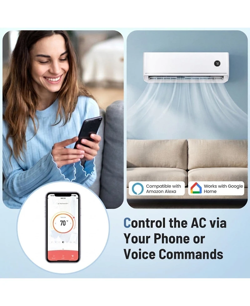 Vebreda 12000 Btu 18.1 SEER2 115V Mini Split Air Conditioner with Alexa