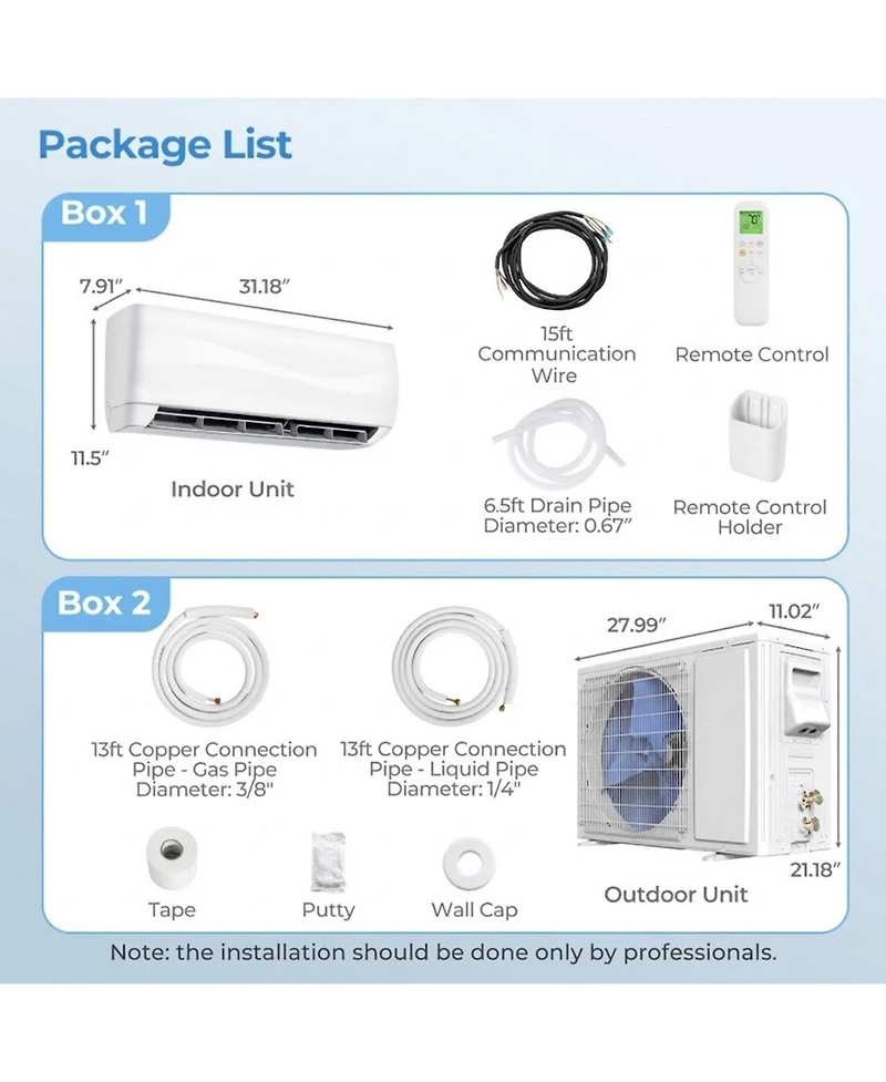 Vebreda 12000 Btu 20 Seer2 115 V Mini Split Air Conditioner with Heat Pump