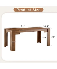 Rainsken 71 x 31.5 inch Mdf Spliced Tabletop Dining Table, Multi-Functional Table Suitable for 6-8 people, Rooms, Living Rooms