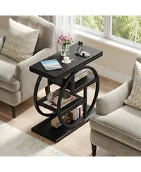 Tribesigns End Table Set of 2, 4-Tier Narrow Side Table, Wood Small Sofa Side Table, Industrial Bedside Table for Bedroom
