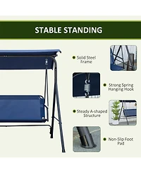 Outsunny 3-Person Porch Swing with Adjustable Tilt Canopy