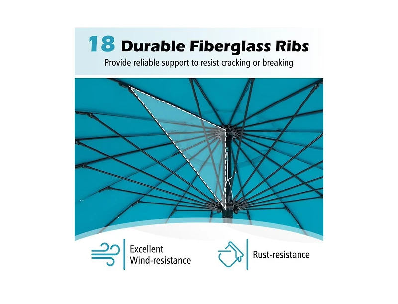 Slickblue 9 Feet Round Patio Umbrella with 18 Fiberglass Ribs