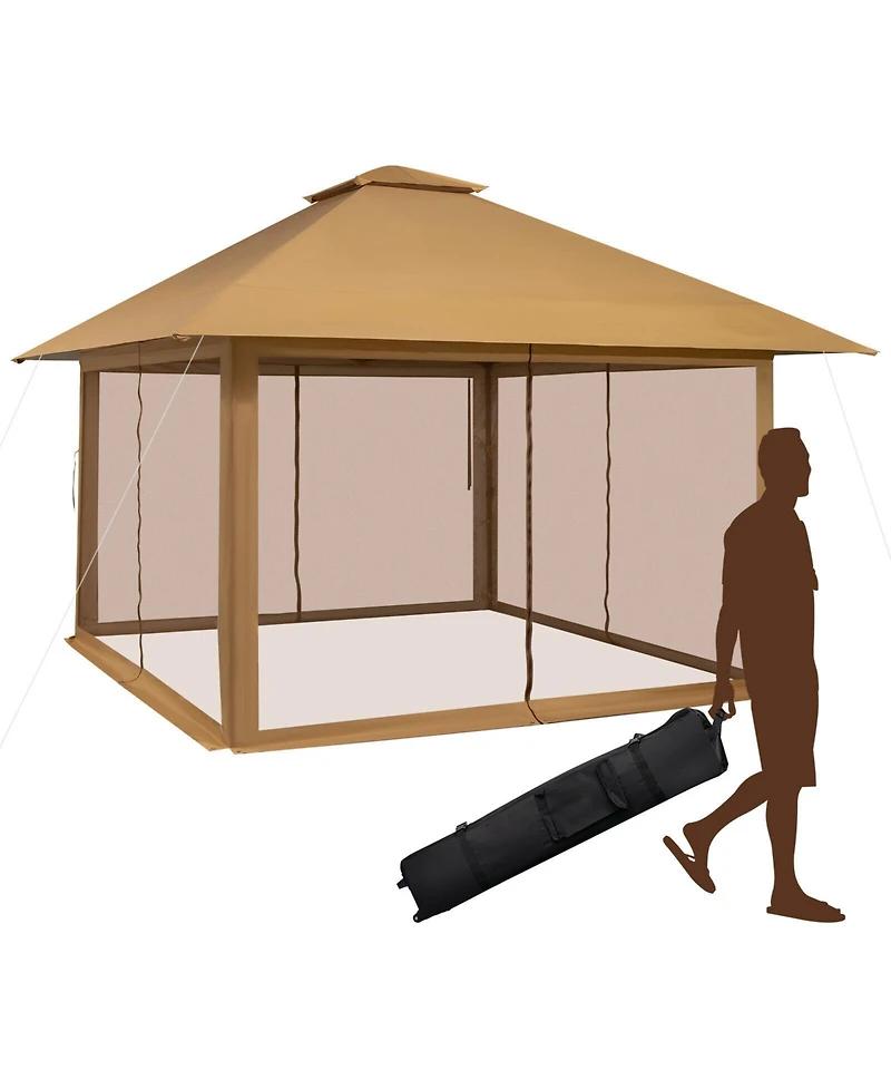 Slickblue 13 x 13 Feet Pop-up Instant Gazebo Canopy Tent with Mesh Sidewall