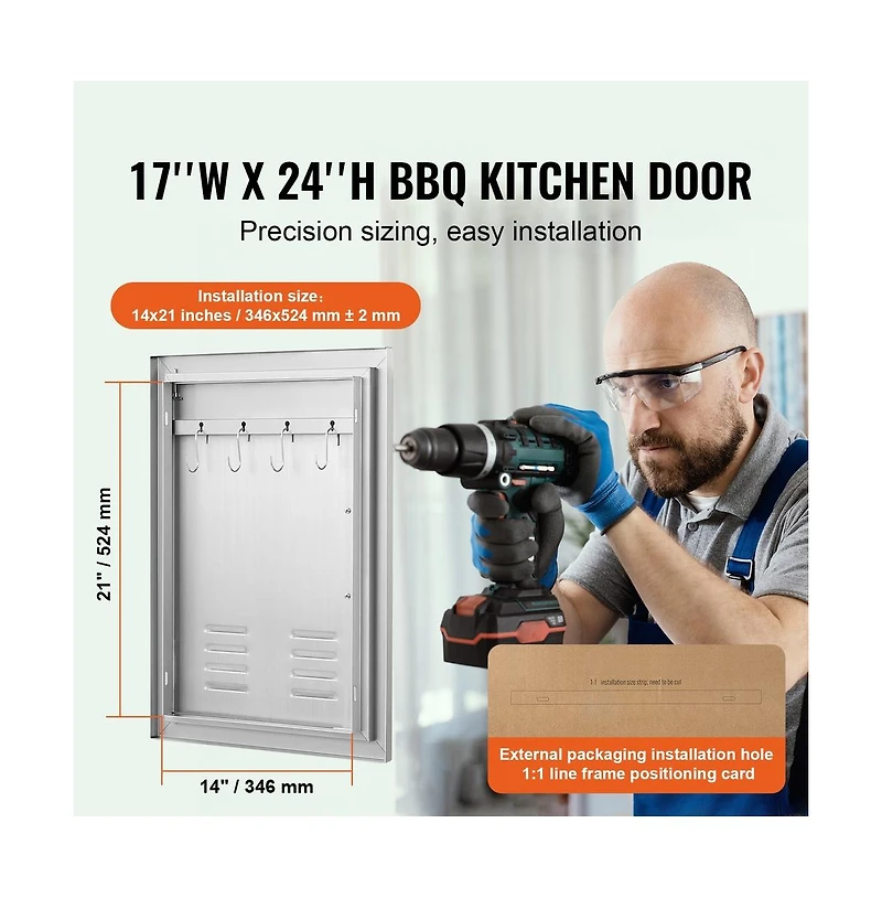 Sugift Bbq Access Door in Single Outdoor Kitchen Stainless Door