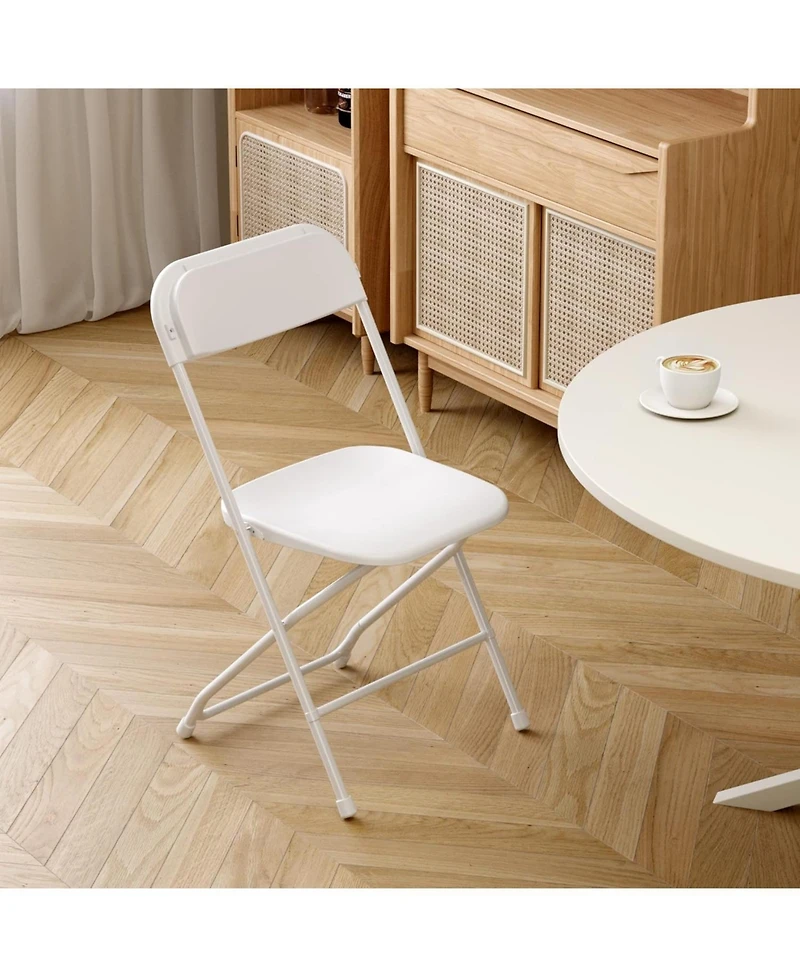 Folding Chair Pack,White plastic Folding Chairs,for Indoor and Outdoor Events,350-lb Capacity Heavy Duty Folding Chairs