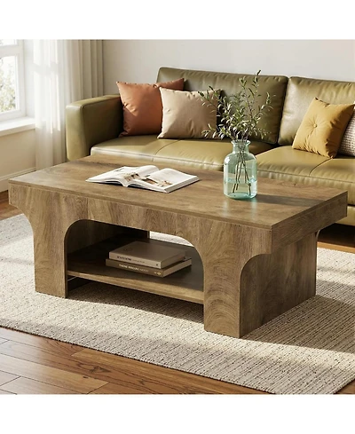 Tribesigns 47.24" Coffee Table, 2-Tier Simple Rectangle Center Table for Living Room, Farmhouse Wooden Accent Cocktail Tea Table