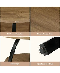 Tribesigns Round Coffee Table, 31.5" Wooden Center Table with 2-Tier Storage Shelves, Farmhouse Small Circle Cocktail Table