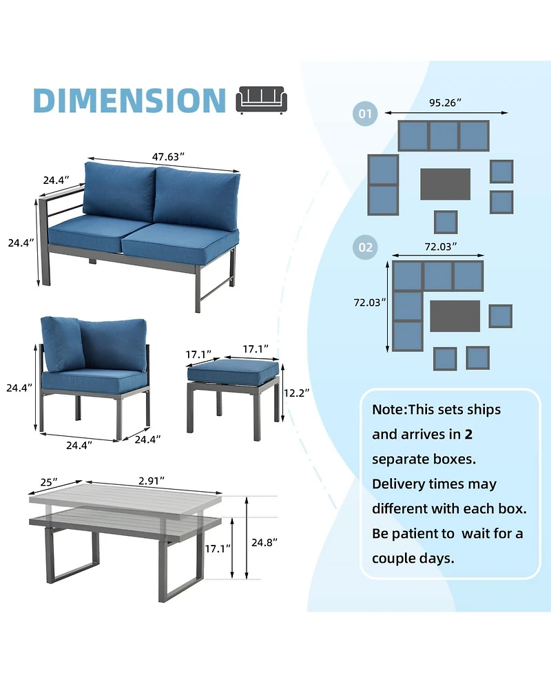 Aecojoy Aluminum Patio Furniture Set with Table and Chair