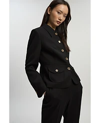 Karen Millen Women's Textured Compact Stretch Tailored Jacket