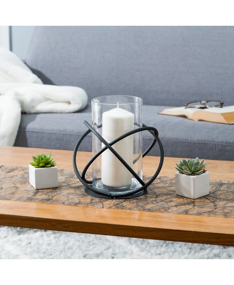 Danya B. Large Metal and Glass Orbits Hurricane Candleholder