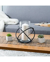 Danya B. Large Metal and Glass Orbits Hurricane Candleholder