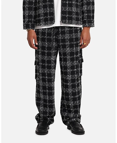 Xxiii Men's Boucle Tweed Plaid Cargo Pants