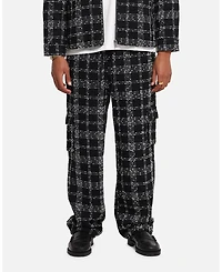 Xxiii Men's Boucle Tweed Plaid Cargo Pants