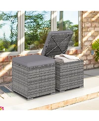 Sugift 2 Pieces Patio Ottoman with Hidden Storage Space