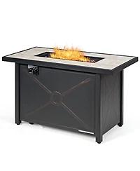 Gouun 9-Piece Outdoor Patio Conversation Set with 42 in 60,000 Btu Propane Fire Pit Table and Storage Box