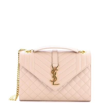 Pre-Owned Saint Laurent Medium Classic Monogram Envelope Satchel Mixed Matelasse Leather
