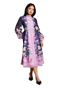 Coast Women's Organza Lace Trim Midi Dress