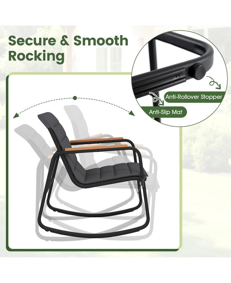 Sugift 3 Piece Outdoor Rocking Bistro Set with Porch Rocker Chairs