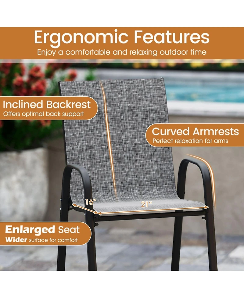 Gouun 29 in Fabric Outdoor Bar Stools Set of 2 with Armrests and Footrest