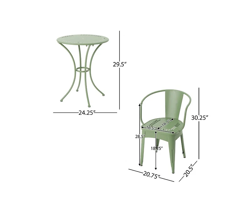 sumyeg 3-Piece Floral Pattern Iron Bistro Set with Stackable Chairs