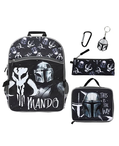 The Mandalorian 5-Piece 16" Backpack And Lunch Set For School and Travel
